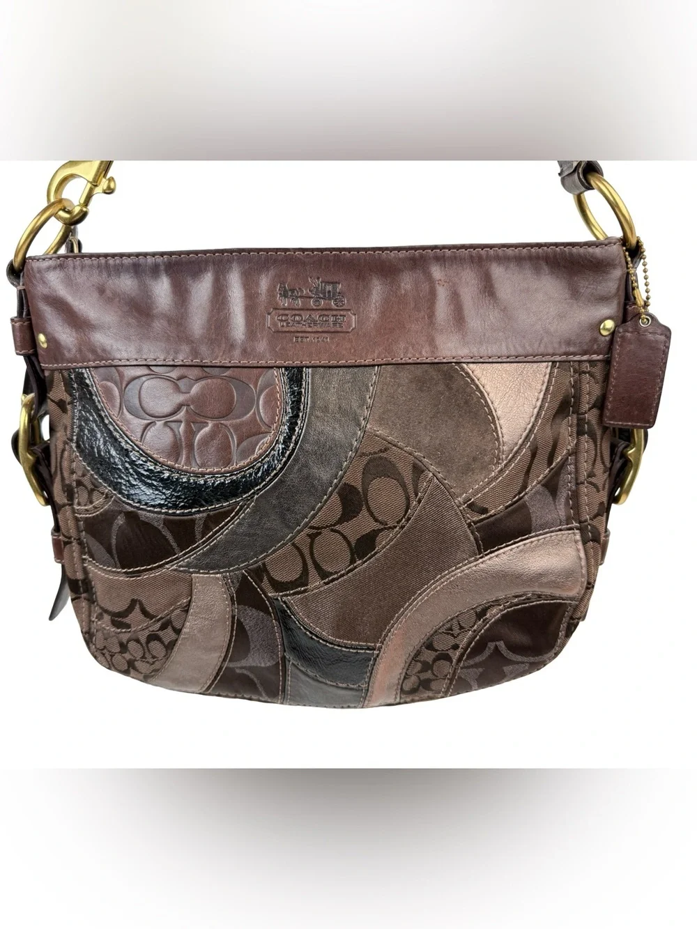 COACH Zoe Patchwork Mosaic Leather Hobo Shoulder Bag Handbag Y2K Purse 13515
